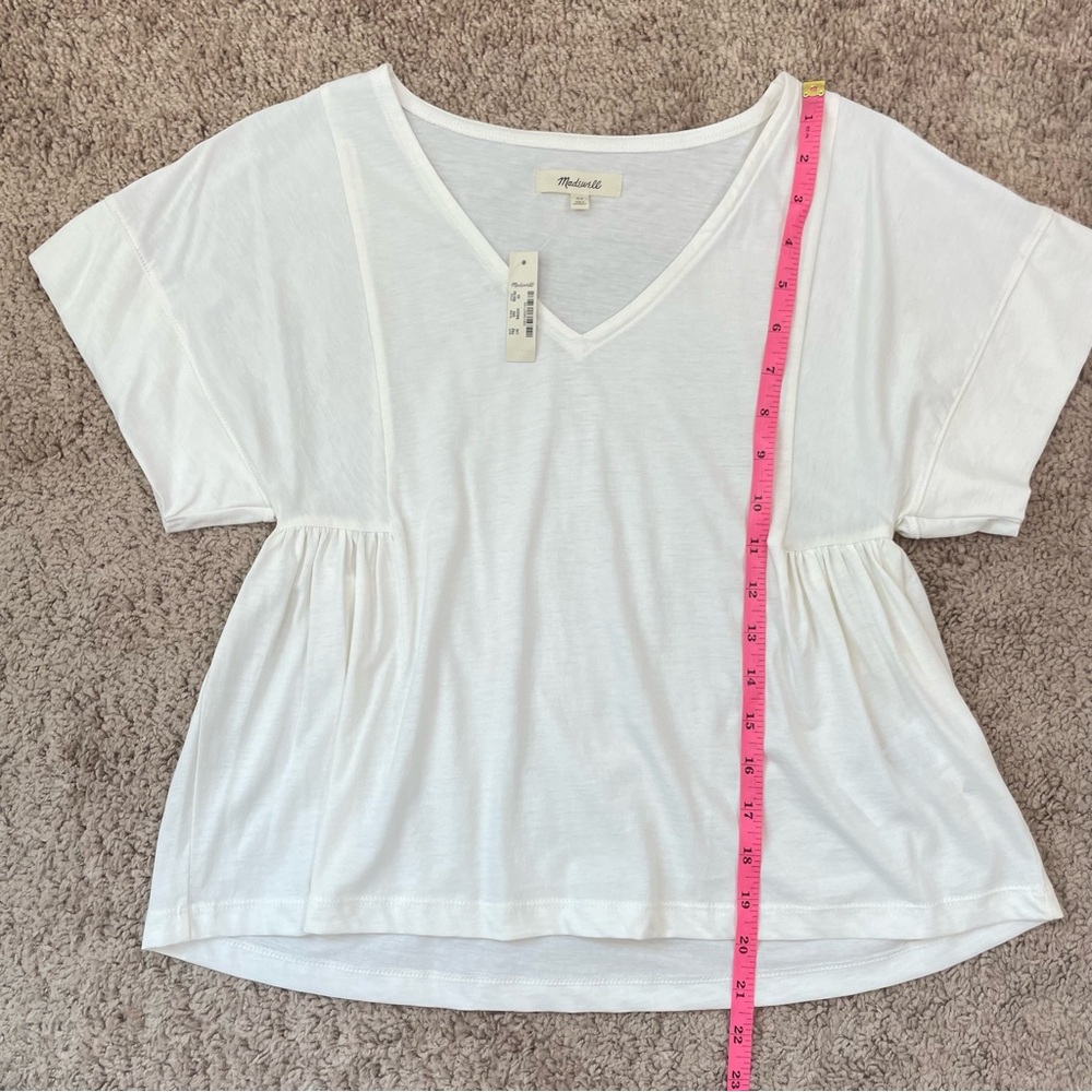 Madewell Supima Cotton Flutter-Sleeve Tee Shirt Top in Lighthouse Size XS NEW - Picture 12 of 13